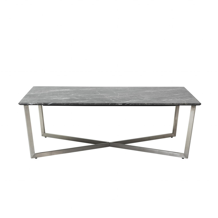 Black on Stainless Faux Marble Coffee Table - 808230088771