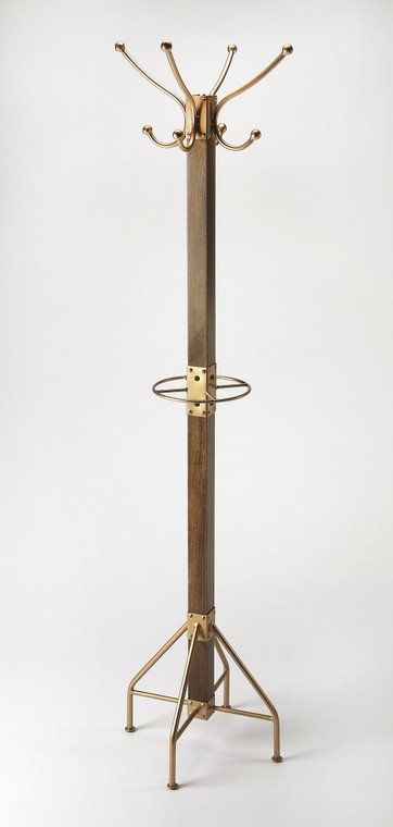 Logan Square Wood &amp;amp; Antique Gold Coat Rack Tree - 4512822871233