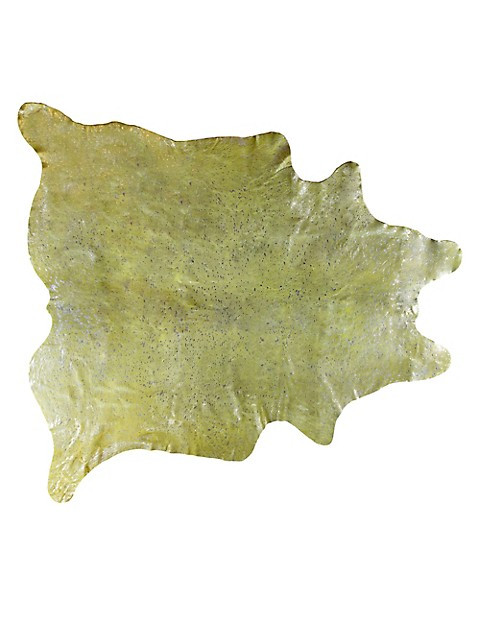 Homeroots Decor Lime and Silver Cowhide Area Rug, 72 x 84 Inches