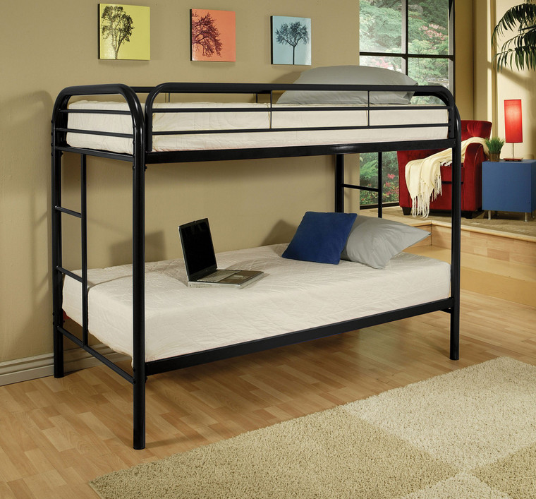 Black Twin Over Twin Metal Bunk Bed