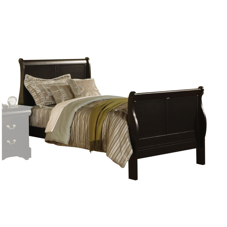 Black Wooden Full Size Sleigh Bed - 4512822886213