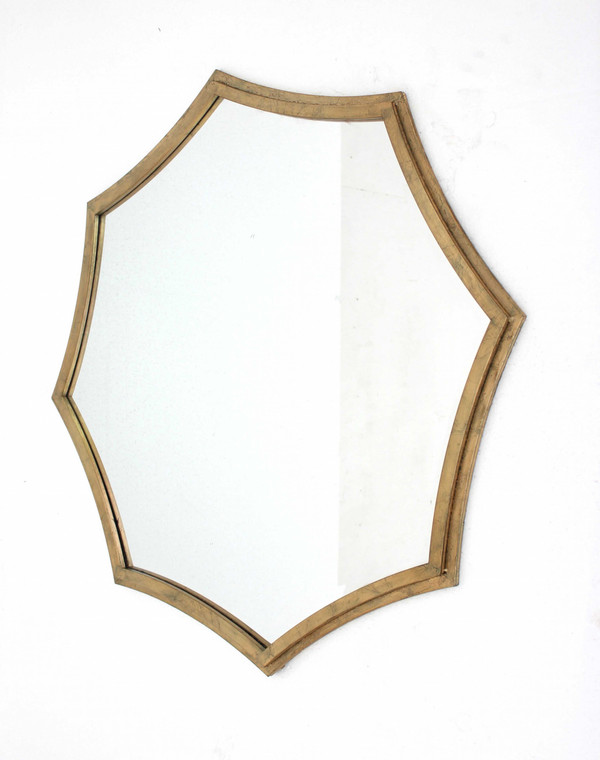 33 X 33 X 1 Gold Curved Hexagon Frame Cosmetic Mirror - 614486179145