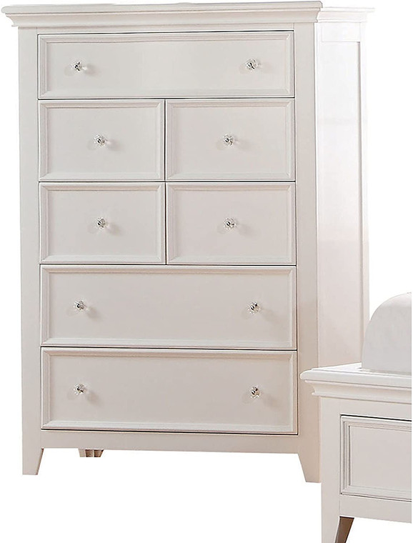 36" White Solid Wood Seven Drawer Dresser