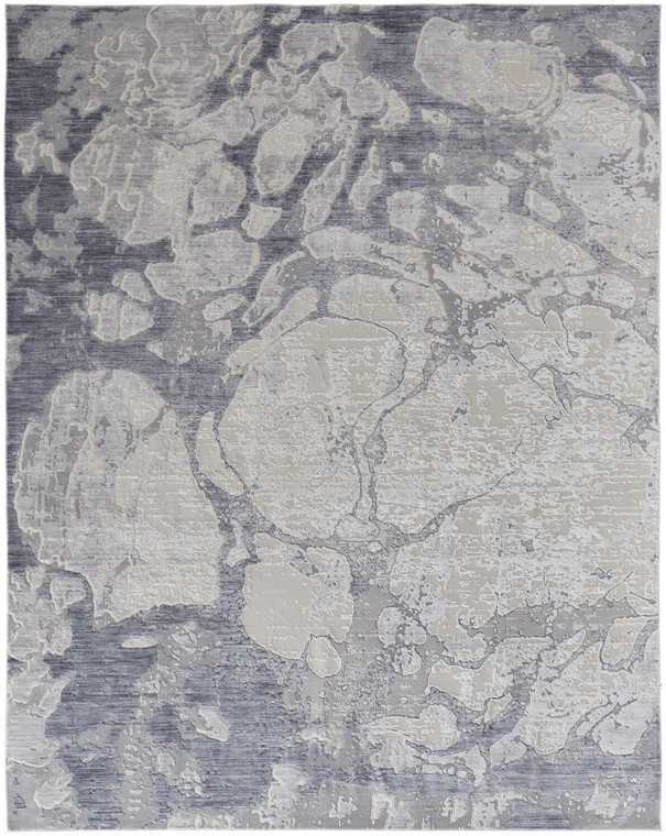 Homeroots Home Decor 8' x 10' Ivory and Blue Abstract Power Loom Distressed Area Rug