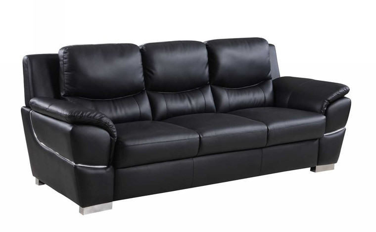 37" Chic Black Leather Sofa - 4512822744018