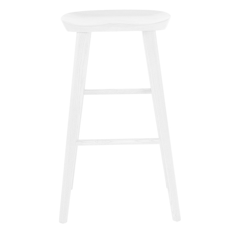 Homeroots Living Room 30" White Solid Wood Bar Stool, White