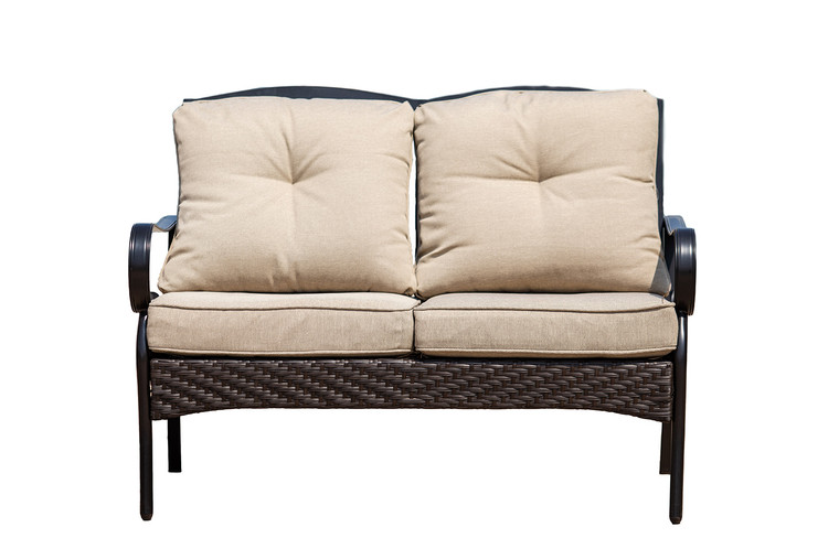 48" X 29" X 35" Black Steel Sofa with Beige Cushions - 4512839432830