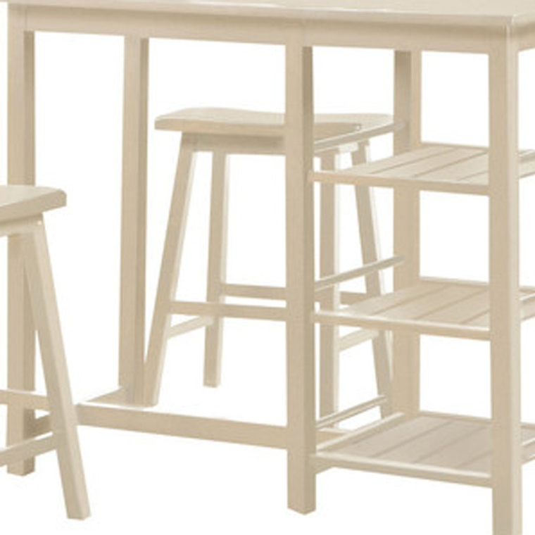 Three Piece Cream Solid Wood Counter Height Bar Table Set