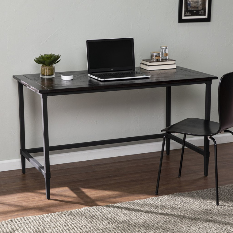 Homeroots Office Natural Black Reclaimed Wood Desk, Black, Reclaimed Wood