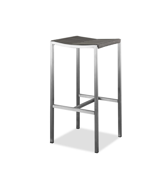 Homeroots Living Room Set of 4 Stainless Steel Square Bar Stool, Brown Woven Seat, Set of 4