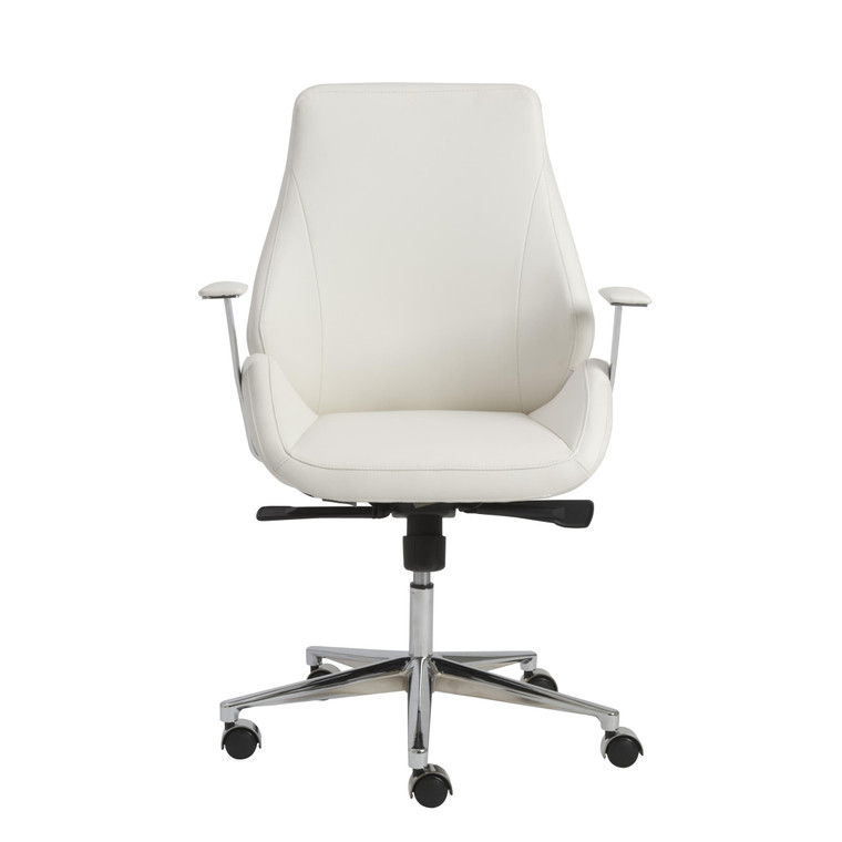 White Faux Leather Scoop Office Chair with Mod Armrests - 4512839461809