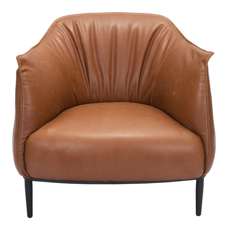 Terra Cotta Kiss Cozy Faux Leather Accent Chair - 808230051553