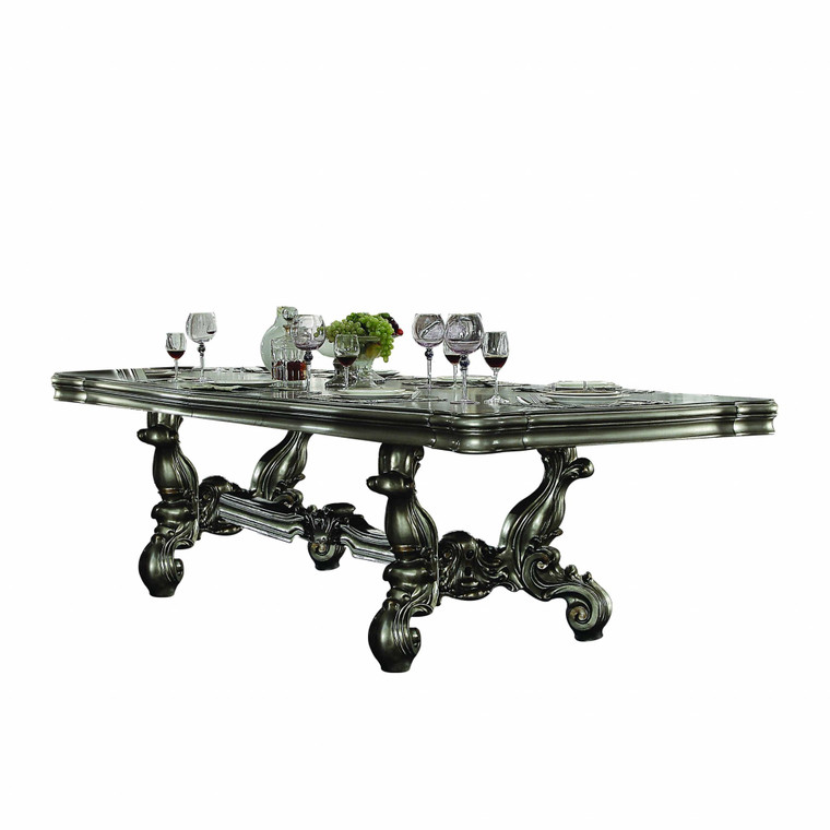 46" X 136" X 32" Antique Platinum Wood Poly Resin Dining Table (136"L) - 4512839711720