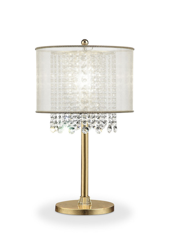 Primo Gold Finish Table Lamp with Crystal Accents and White Shade - 606114543398