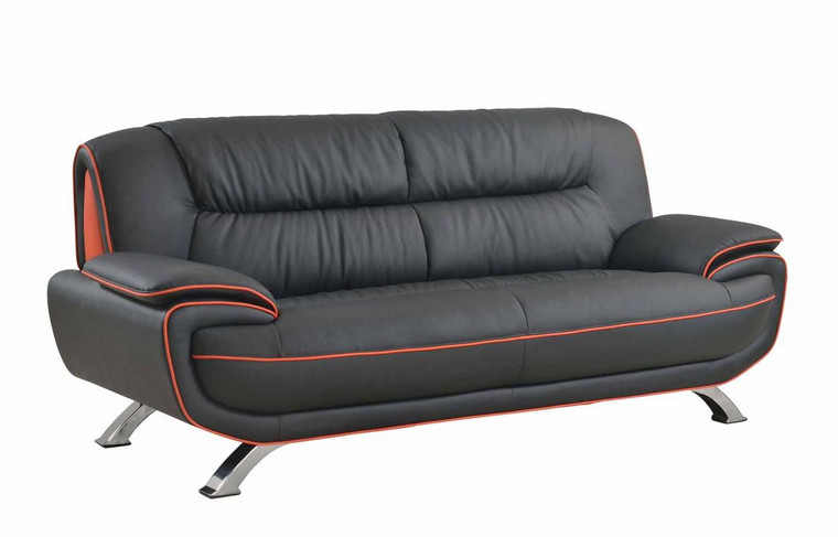 35" Sleek Black Leather Sofa - 4512822743813