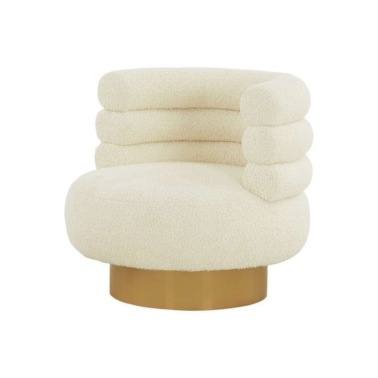 Modern Cream Fabric And Gold Accent Chair - 606114592686