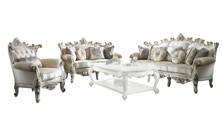 36" X 35" X 42" Fabric Antique Pearl Upholstery Poly-Resin Chair w/1 Pillow - 4512839710877