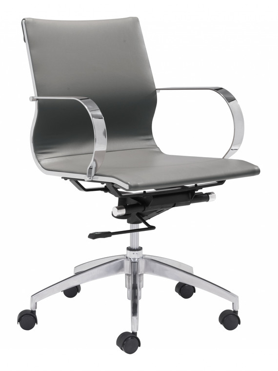 Gray Ergonomic Conference Room Low Back Rolling Office Chair - 808230050891