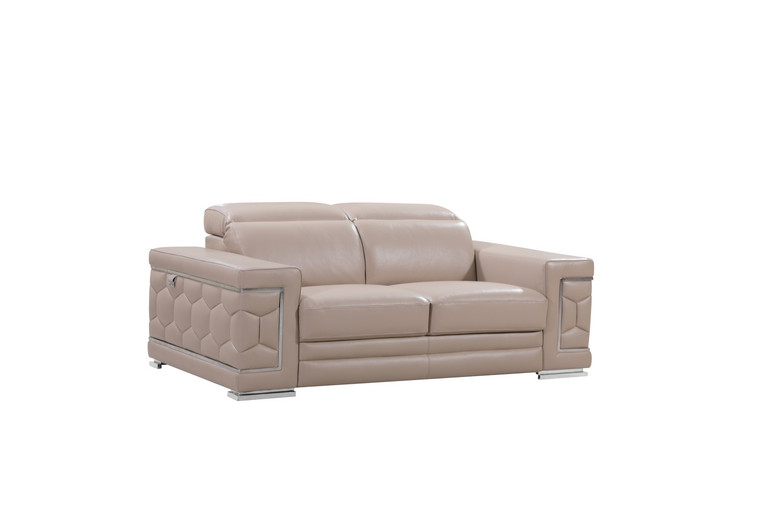 29to 38" Modern Beige Leather Loveseat - 4512822746500