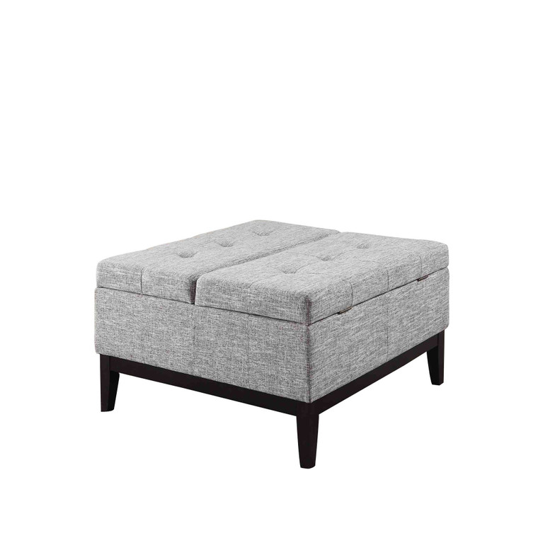 36” Heathered Gray and Black Ottoman with Hidden Storage - 606114546719
