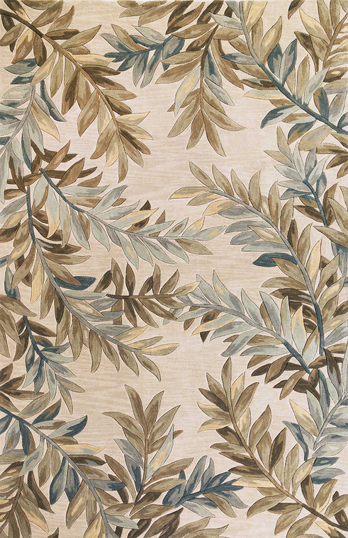2' x 10' Ivory Tropical Branches Wool Indoor Runner Rug - 4512822818894