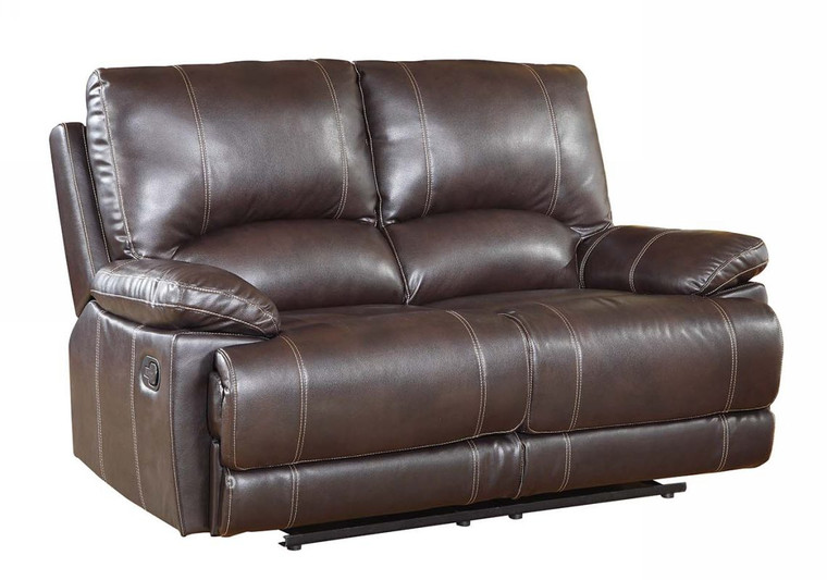 41" Stylish Brown Leather Loveseat - 4512822743349