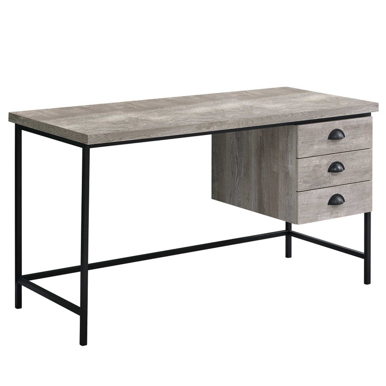 23.75" x 55.25" x 30" Taupe Black Particle Board Hollow Core Metal Computer Desk - 4512839655369