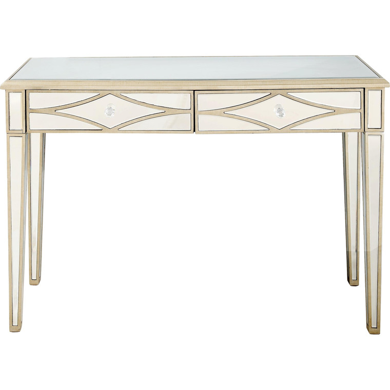 Champagne Finish Console Mirror Table - 808230069688