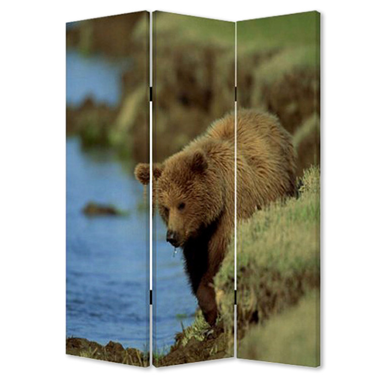 1" X 48" X 72" Multi Color Wood Canvas Bear Screen - 689805009113