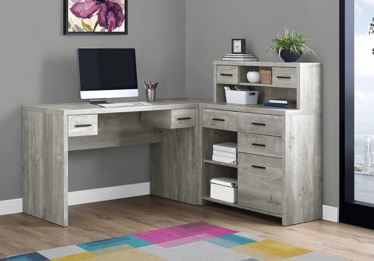 44.75" Grey Reclaimed Wood Particle Board Laminate And Mdf Computer Desk - 689805011734