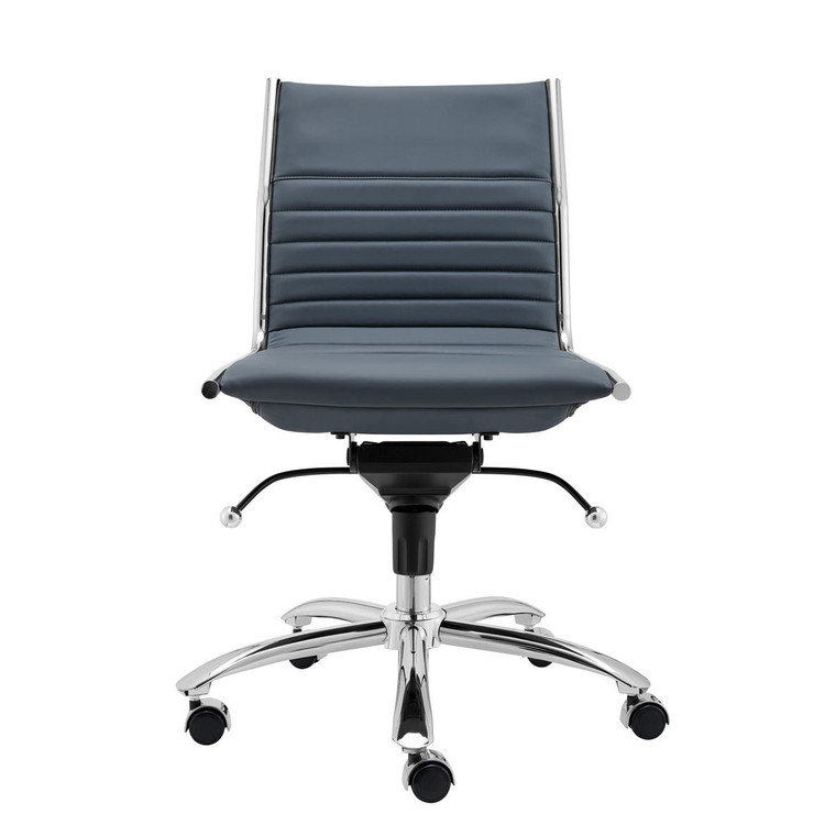 26.38" X 25.99" X 38.19" Low Back Office Chair without Armrests in Blue with Chromed Steel Base - 4512839461533