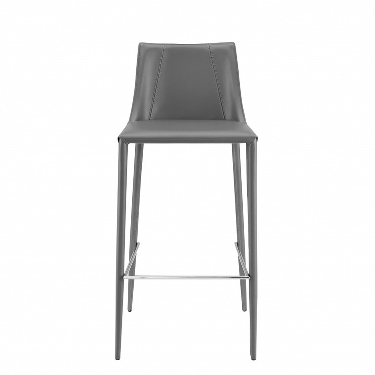 Rich Gray Faux Leather Bar Stool - 808230089211