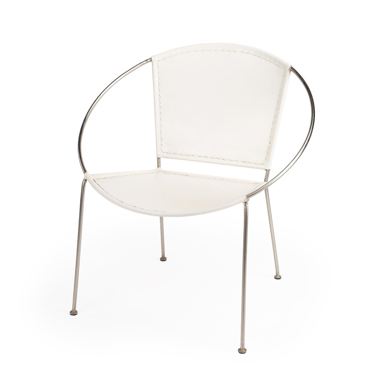Modern Ring Shape White Leather Accent Chair - 4512822875217