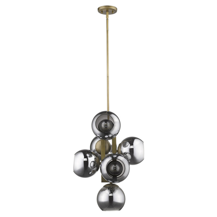 Homeroots Lighting Lunette 6-Light Pendant, Aged Brass Finish