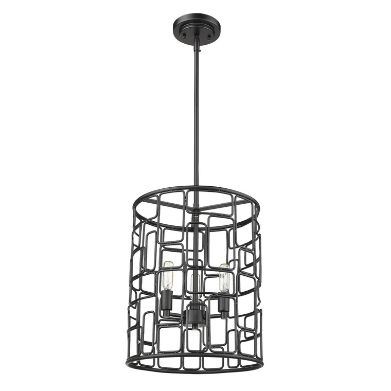 Homeroots Lighting Amoret 3-Light Convertible Pendant, Matte Black Finish