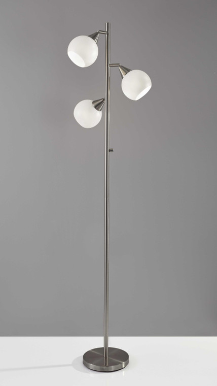 Floor Lamp Brushed Steel Metal Three Adjustable Globes - 4512839460741