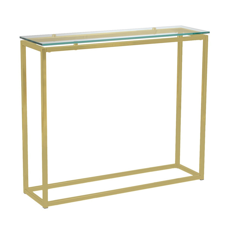Geo Rectangle Clear Glass and Gold Console Table - 808230088368 - 808230088368