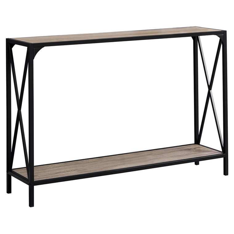 12" x 48" x 32" Dark Taupe Finish and Black Metal Accent Table - 4512822774862