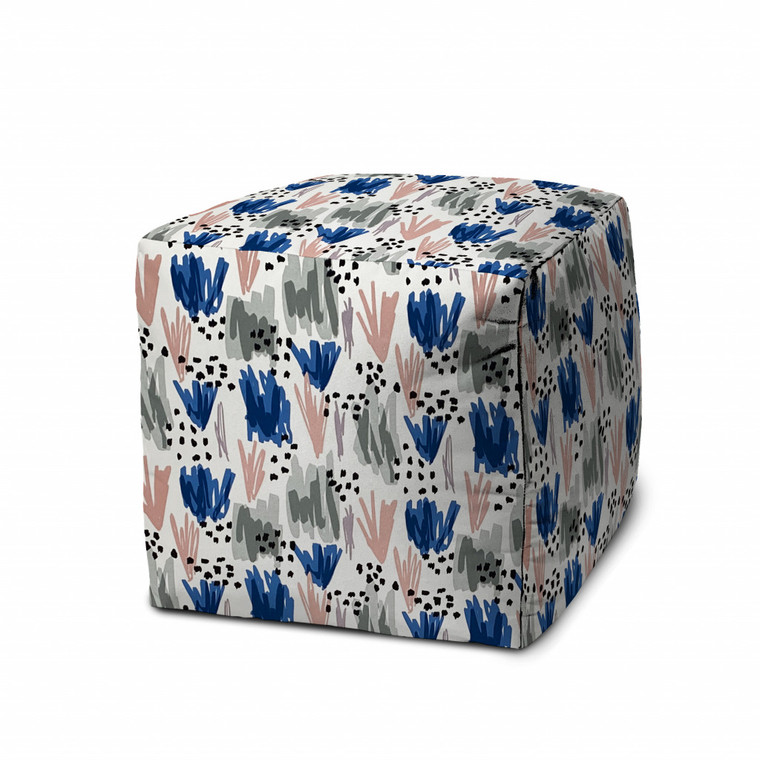 17" Pink 100% Polyester Cube Geometric Indoor Outdoor Pouf Ottoman - 606114154402