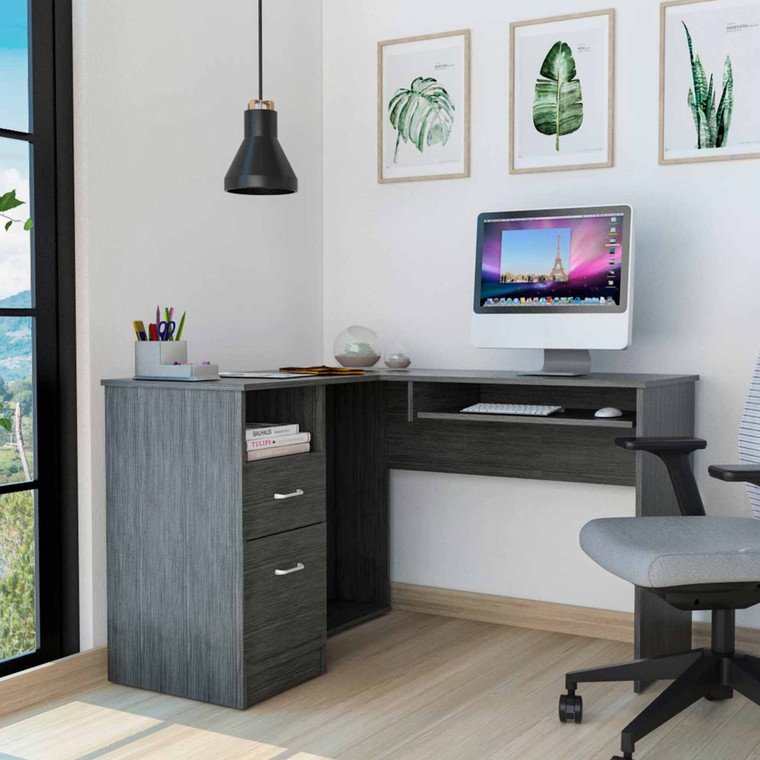 Thorpe Gray Oak L Shaped Computer Desk - 808230121072