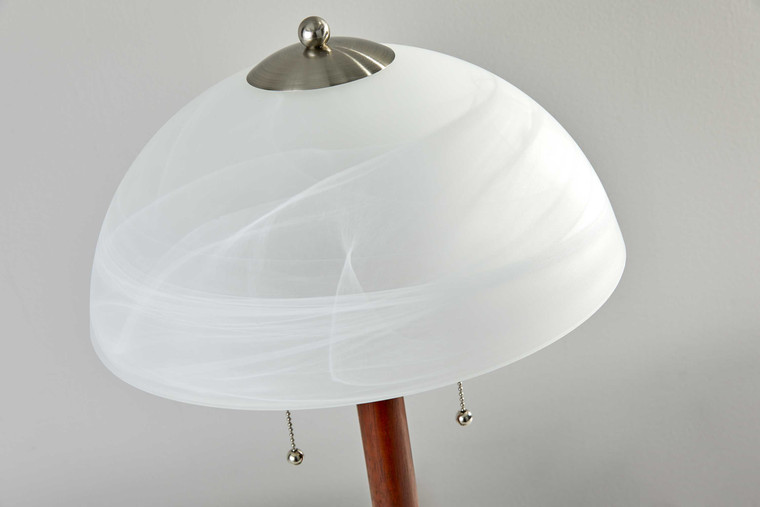 Walnut Wood with Milky Frosted Glass Dome Shade Table Lamp - 4512839458380
