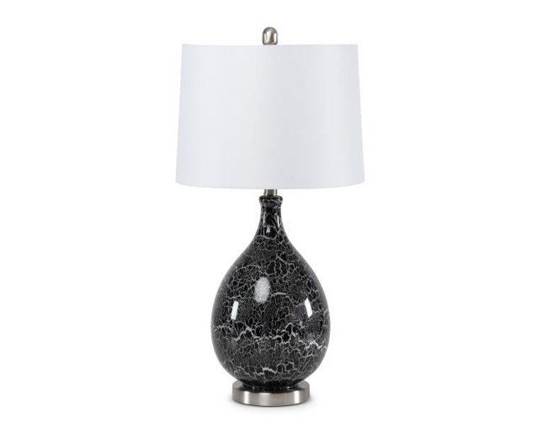 28" Gray And Silver Glass Table Lamp With White Empire Shade - 606114667322