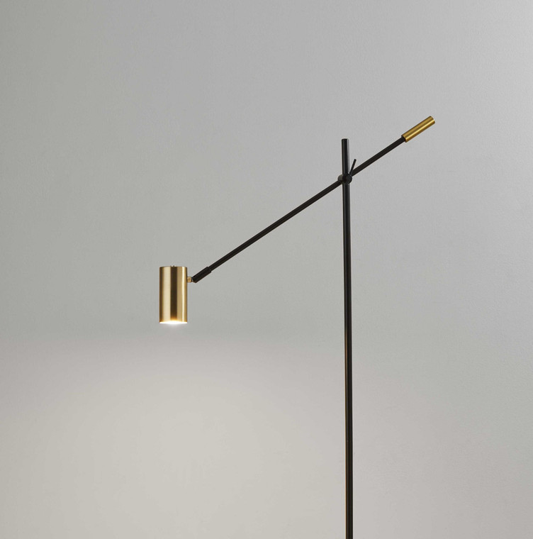 Black Metal Antique Brass Floor Lamp Tilt Arm LED Task Light - 4512839457772