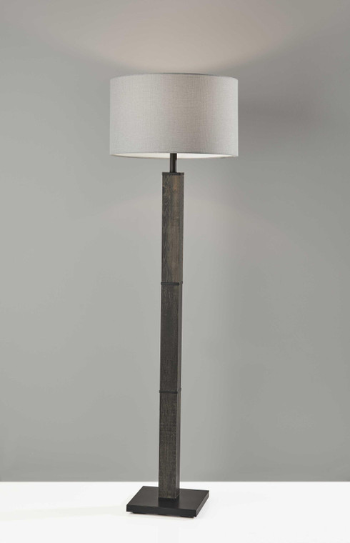 Homeroots Lighting Black Wood Pillar Floor Lamp, Reclaimed Wood Finish, 61 Inch Height