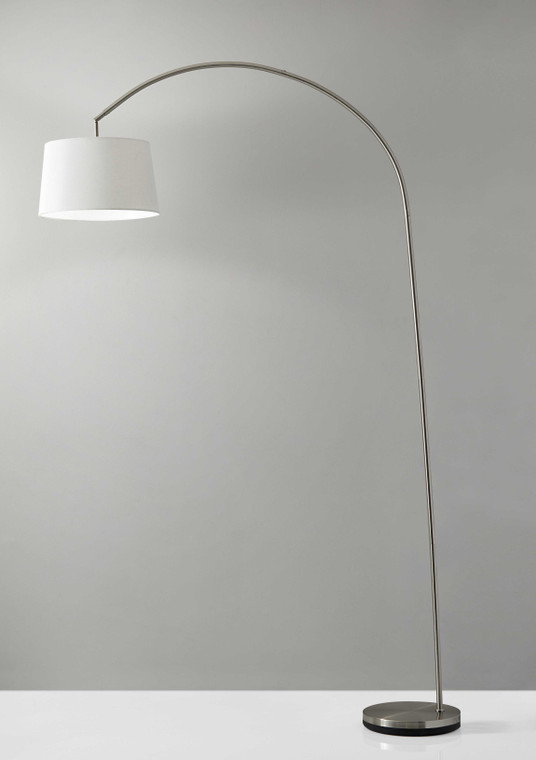 Sweeping Curve Floor Lamp in Satin Steel - 4512839457222