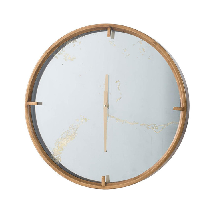 Modern Minimal 20" Gold and Mirror Round Wall Clock - 808230096288