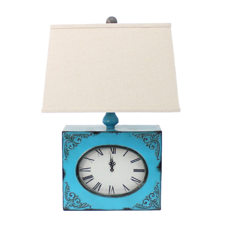 7 X 7 X 22 Blue Vintage Metal Clock Base - Table Lamp - 614486178445