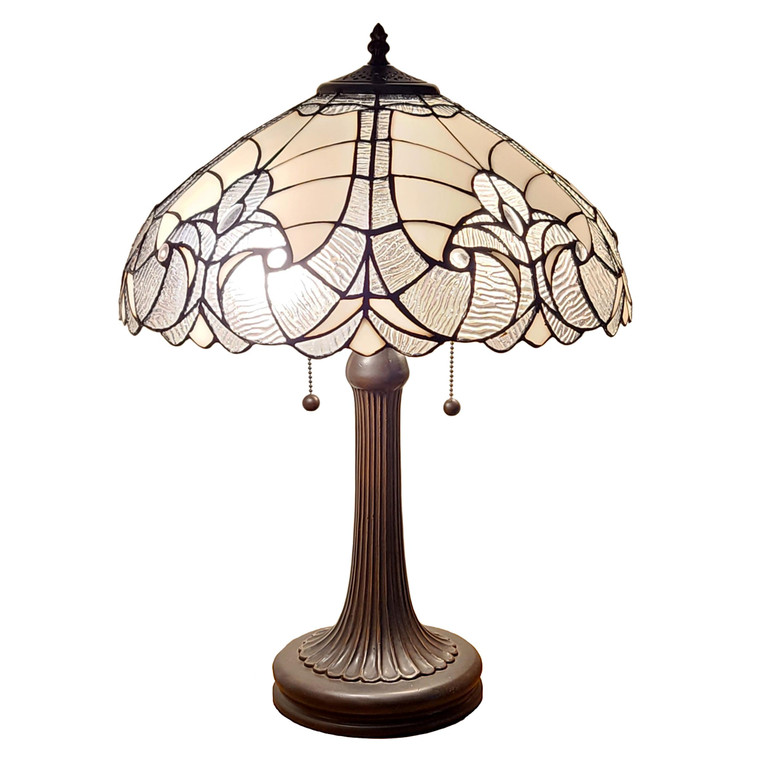 23" Stained Glass Two Light Vintage Antique Accent Table Lamp - 606114645085