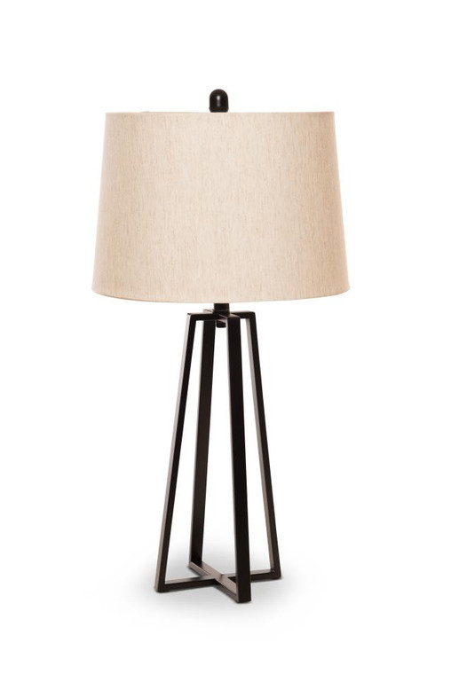 Set Of Two 29" Black Acrylic Table Lamps With Beige Empire Shade - 606114667285