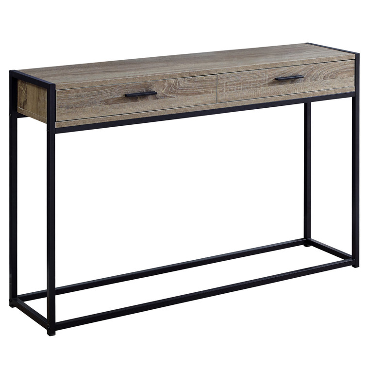 12" x 48" x 32" Dark Taupe Laminated Finish and Black Metal Accent Table - 4512822778907